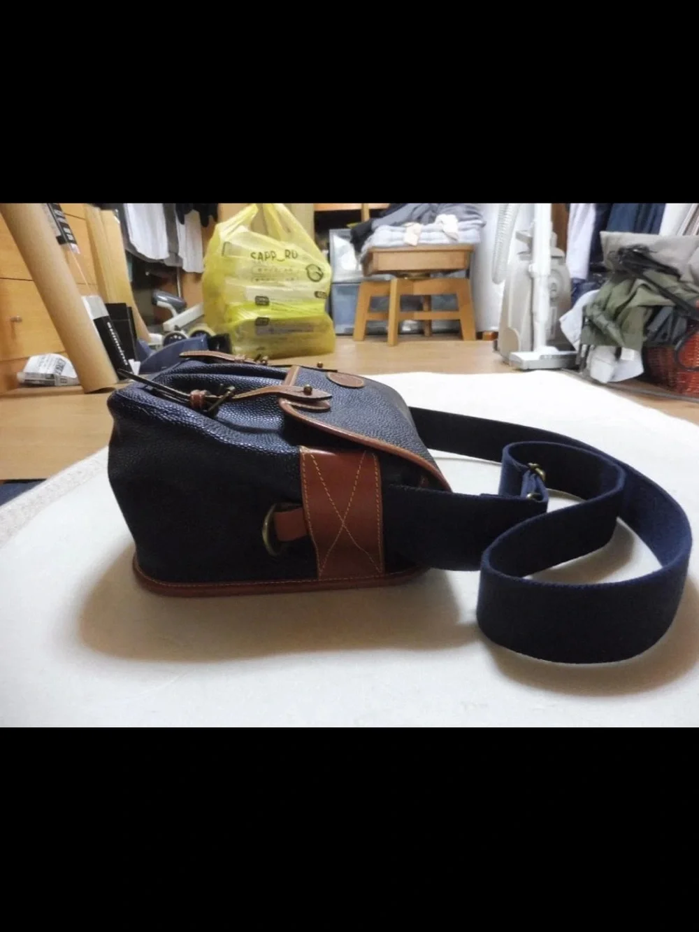 Mulberry Navy Leather-Trim Crossbody Messenger Bag